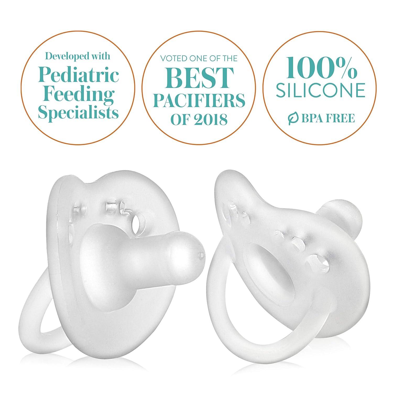 image:imageEvenflo Feeding Balance Plus Stage 1 Cylindrical Baby Newborn and Infant Pacifier Developed with Pediatric Feeding Specialists 0 to 6 Months Clear Pack of 6Clear