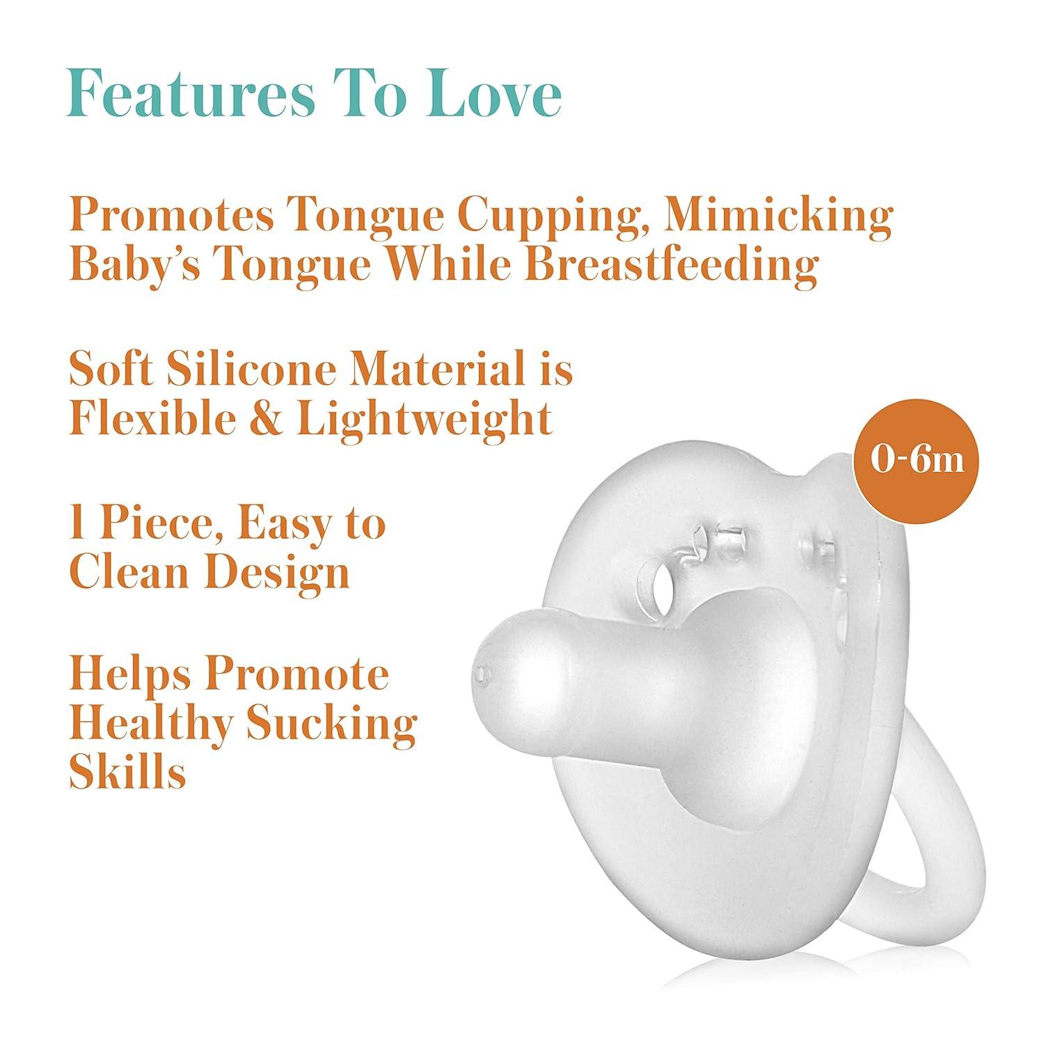 image:imageEvenflo Feeding Balance Plus Stage 1 Cylindrical Baby Newborn and Infant Pacifier Developed with Pediatric Feeding Specialists 0 to 6 Months Clear Pack of 6Clear