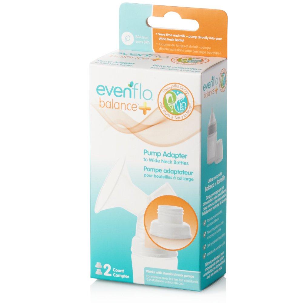 image:imageEvenflo Feeding Breast Pump Adapter to Balance Plus Wide Neck Baby Bottle Pack of 2 White 5142112