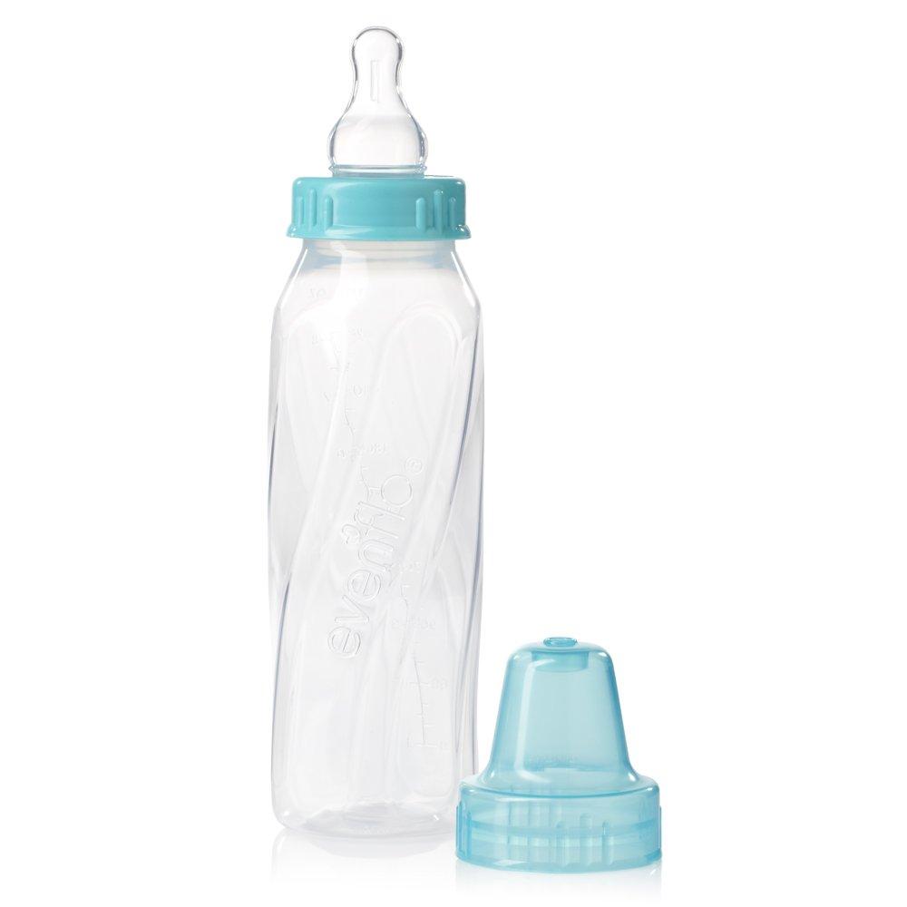 image:imageEvenflo Feeding Classic Clear Plastic Standard Neck Bottles for Baby Infant and Newborn TealGreenBlue 8 Ounce Pack of 12Teal Green Blue