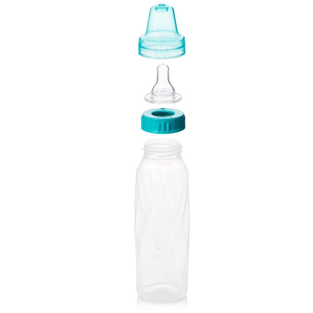 image:imageEvenflo Feeding Classic Clear Plastic Standard Neck Bottles for Baby Infant and Newborn TealGreenBlue 8 Ounce Pack of 12Teal Green Blue