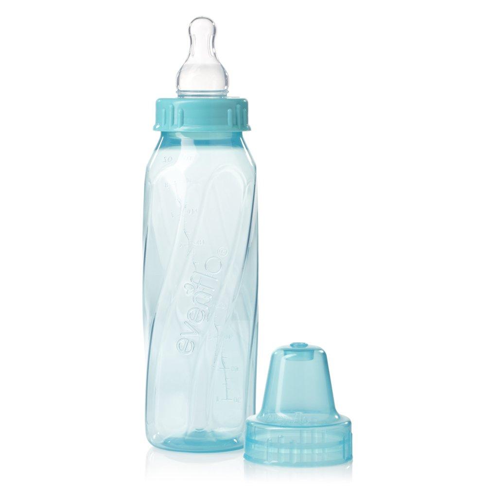 image:imageEvenflo Feeding Classic Clear Plastic Standard Neck Bottles for Baby Infant and Newborn TealGreenBlue 8 Ounce Pack of 12Transparent