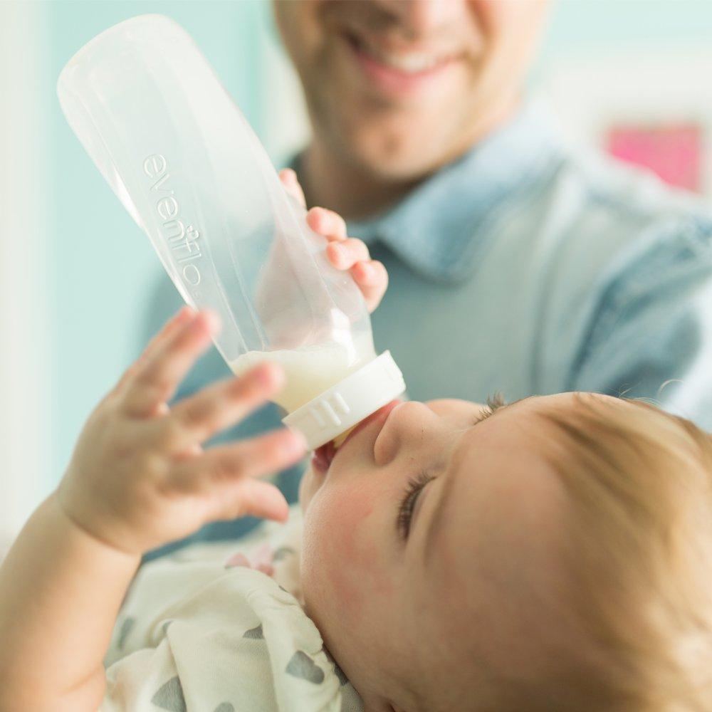 image:imageEvenflo Feeding Classic Clear Plastic Standard Neck Bottles for Baby Infant and Newborn TealGreenBlue 8 Ounce Pack of 12Transparent
