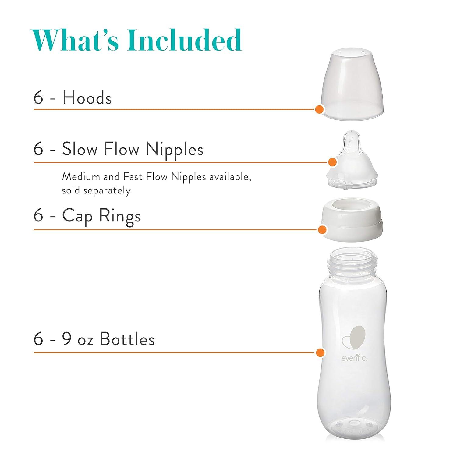 image:imageEvenflo Feeding Premium Proflo Venting Balance Plus Standard Neck Baby Newborn and Infant Bottles Developed by Pediatric Feeding Specialists 9 Ounce Pack of 6Clear