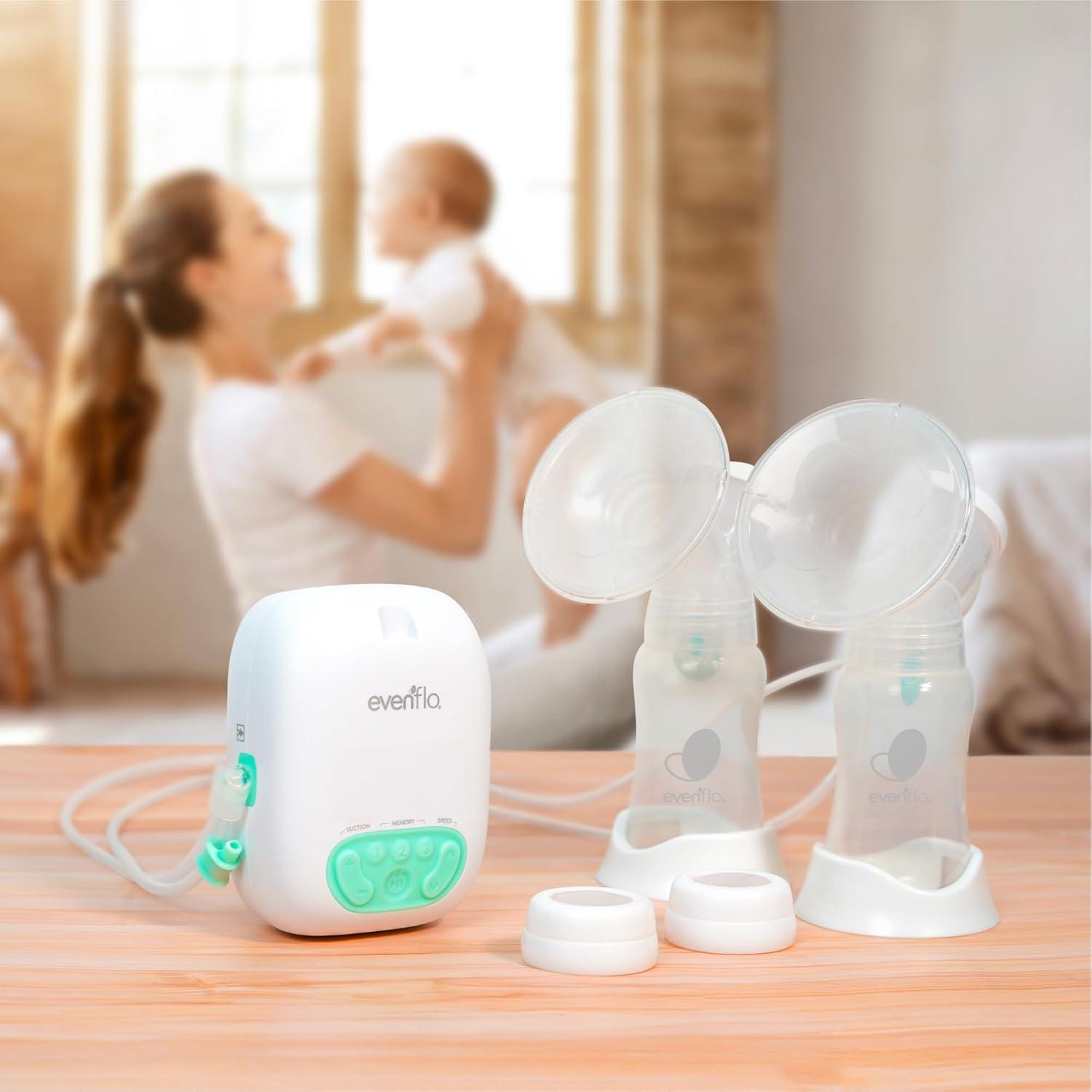 image:imageEvenflo Pocket Portable Double Electric Breast Pump White 20 Pumping Sessions per Charge 9 Suction Settings 3 Memory Presets