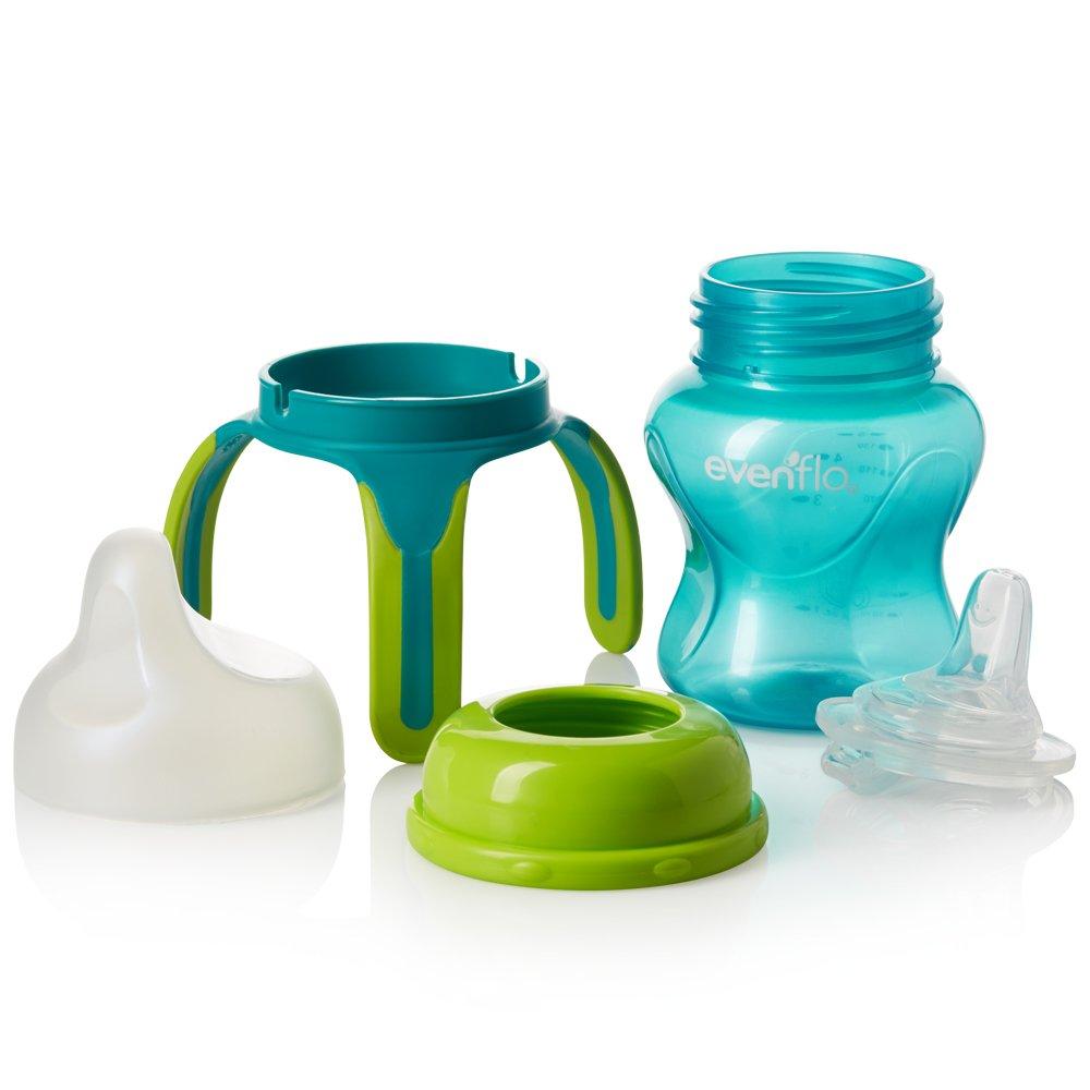 image:imageEvenflo Feeding Softflo Trainer Sippy Cup with Handle for Growing Baby and Toddler RedTeal 5 Ounce Pack of 2