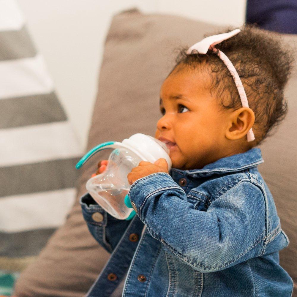 image:imageEvenflo Feeding Softflo Trainer Sippy Cup with Handle for Growing Baby and Toddler RedTeal 5 Ounce Pack of 2