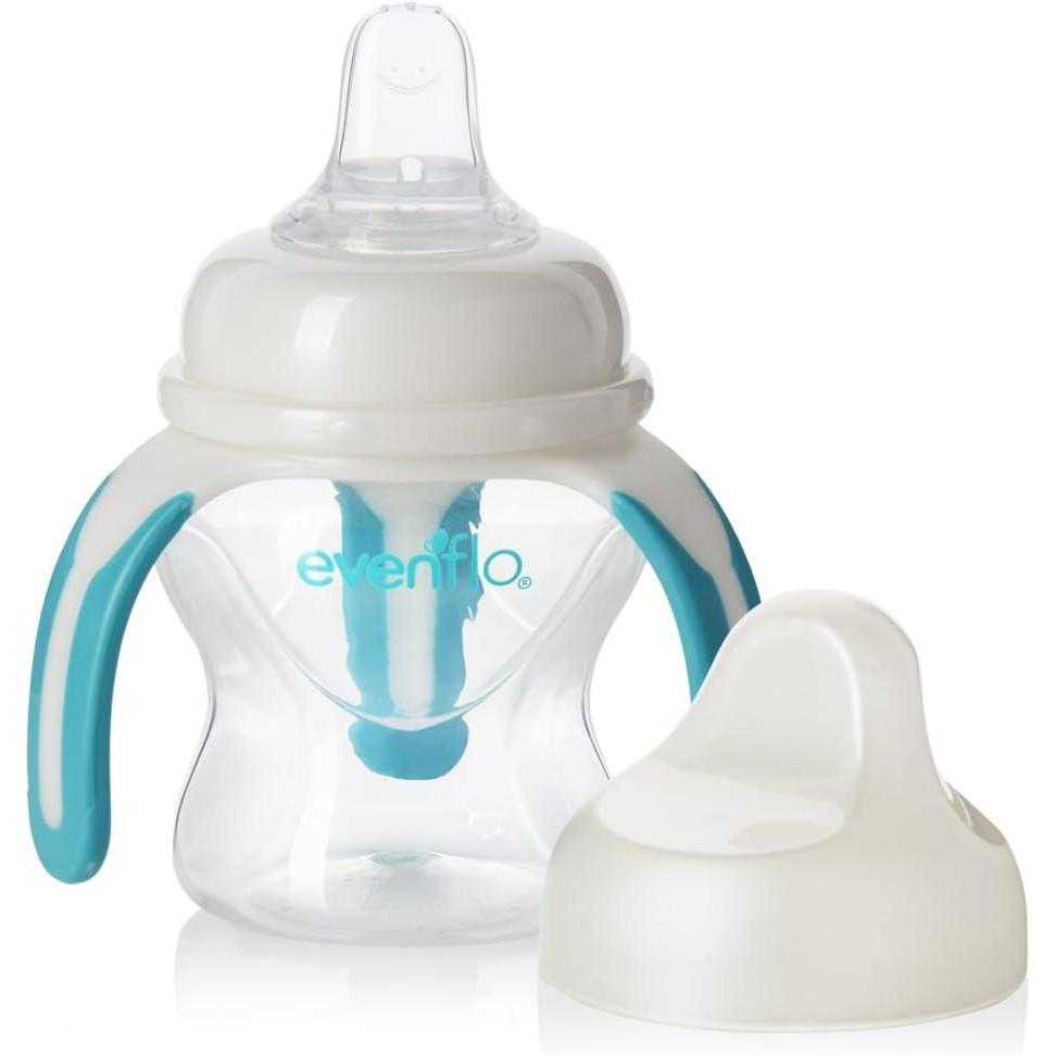 image:imageEvenflo Feeding Softflo Trainer Sippy Cup with Handle for Growing Baby and Toddler Clear 5 Ounce Pack of 15 Ounces