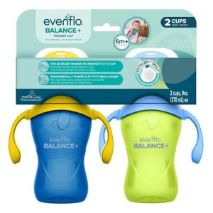image:imageEvenflo Balance Trainer Cups for Babies 6 Months Blue and Green 9oz 2 Pack Ergonomic Design with Ultra Soft Spout