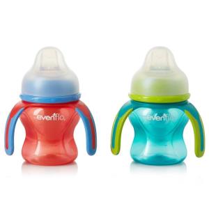 image:imageEvenflo Feeding Softflo Trainer Sippy Cup with Handle for Growing Baby and Toddler  RedTeal 5 Ounce Pack of 2